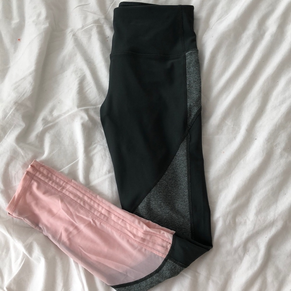 Green grey and pink leggings